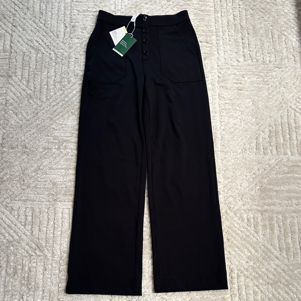 HALARA Black High-Rise Wide Leg Pants with Front Patch Pockets Women Size M